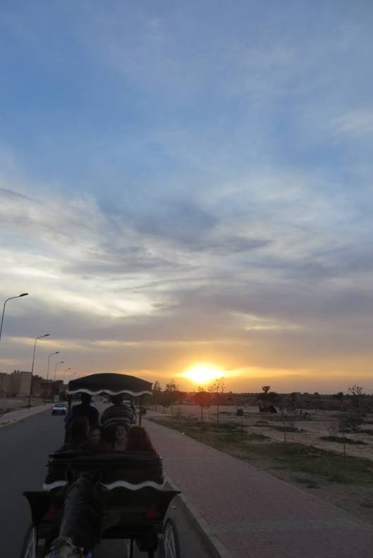 Sunset in Taroudant during our carriage ride.