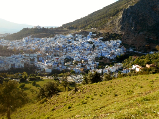 The view of Chefchaouen  from our evening hike up to a Spanish mosque outside of the city