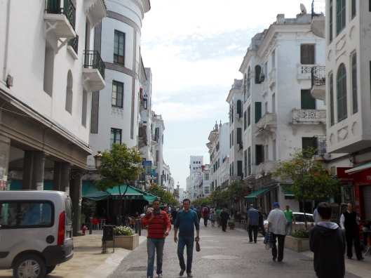 A street in Tetouan, a Spanish-style city in the North. 